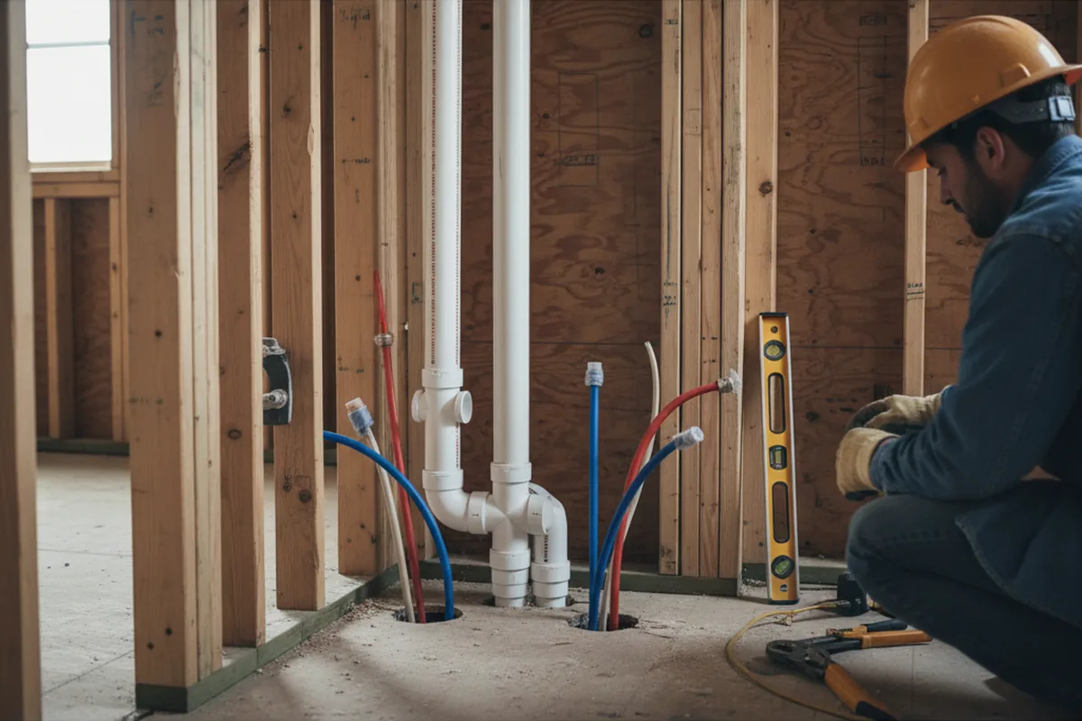 Drain and supply rough-in during Sump Pump Repair in Clover